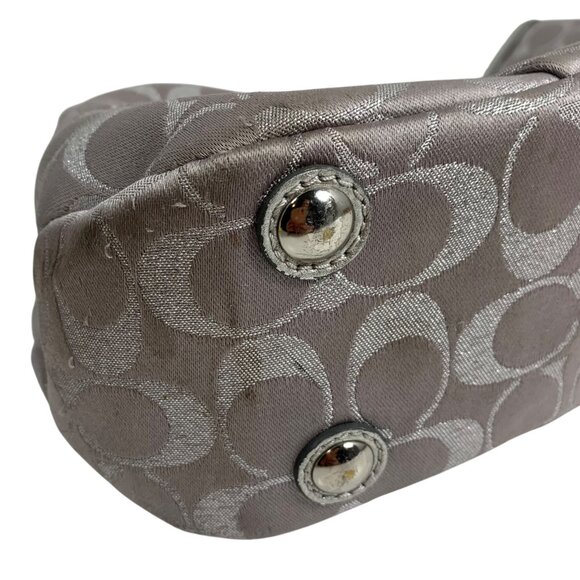 Coach Lynn Soho Signature C Jacquard Tote Bag Purse Metallic Silver F18912 + Fob - Picture 8 of 16